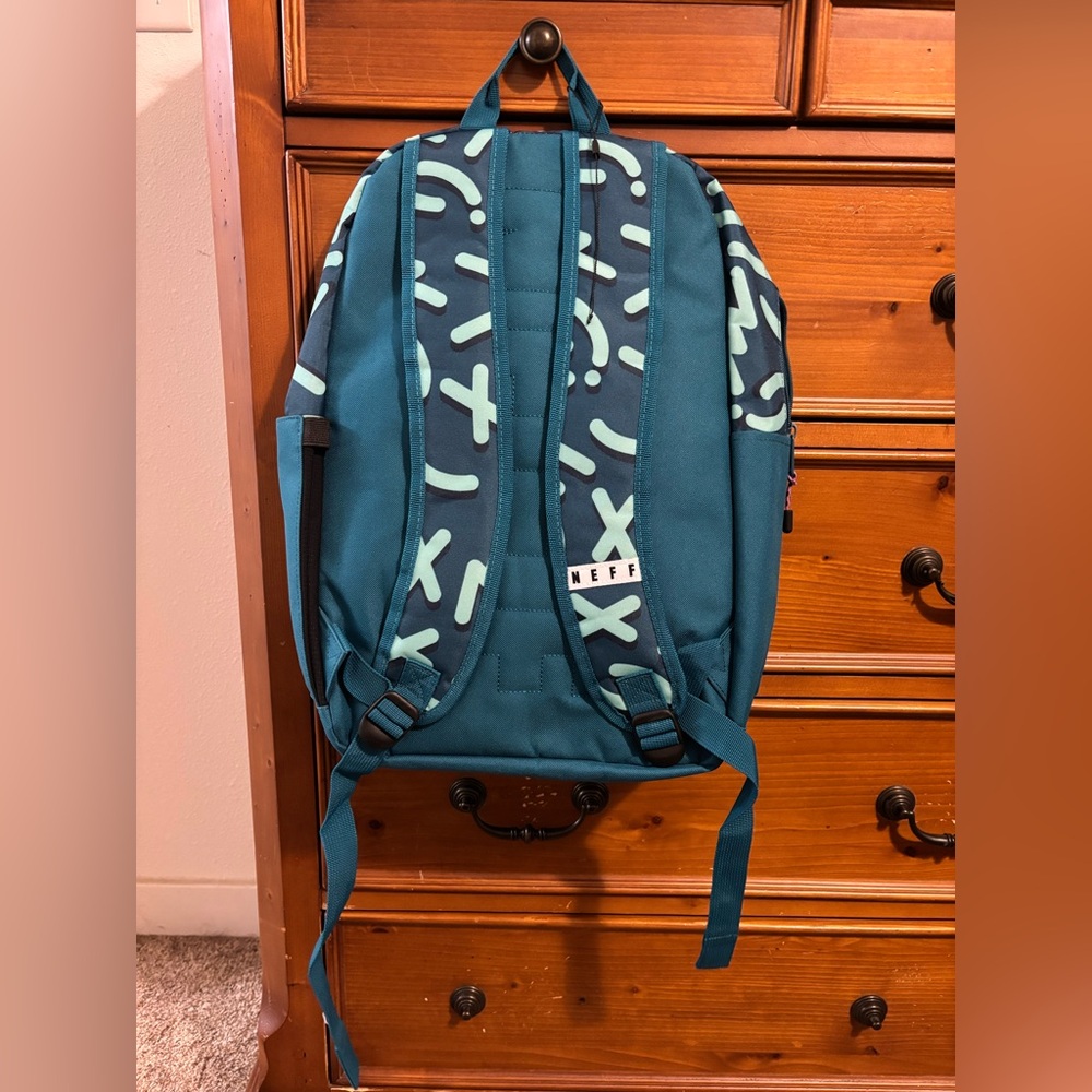 Neff Teal And Navy Patterned Backpack - image 2